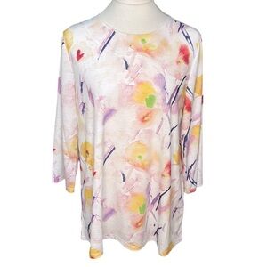 Trisha Tyler Abstract Water Color Blouse